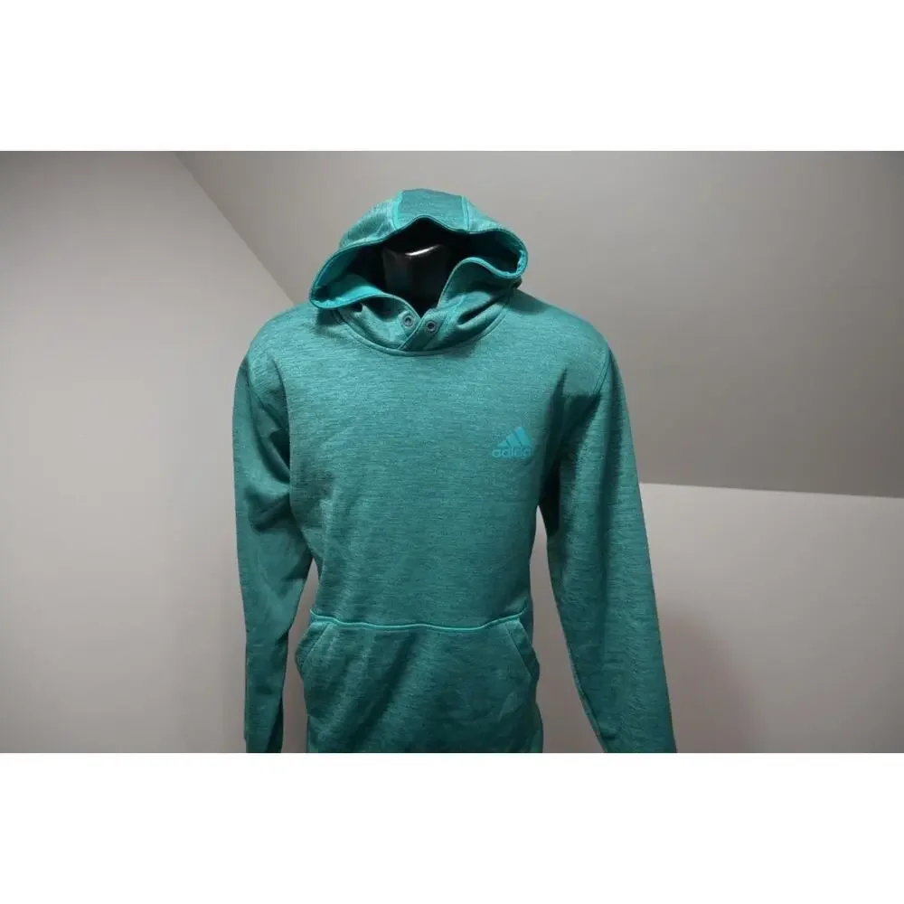 Adidas Hoodie Pull Over Fleece ClimaWarm‎ Teal Athletic Sweater Mens Size Large